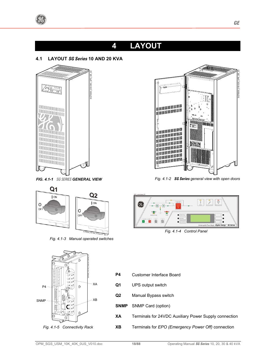 4 layout | GE SG SERIES 20 User Manual | Page 18 / 88