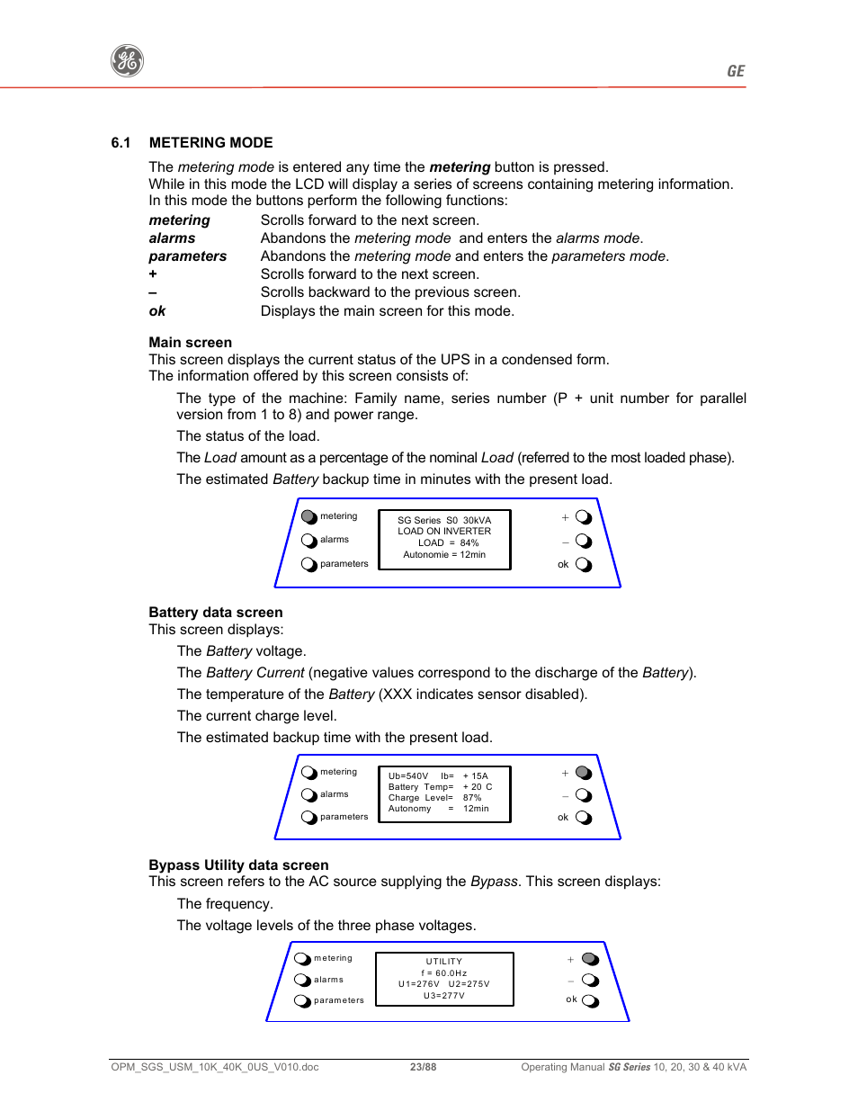 GE SG SERIES 20 User Manual | Page 23 / 88