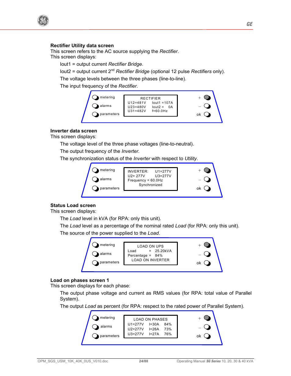 GE SG SERIES 20 User Manual | Page 24 / 88