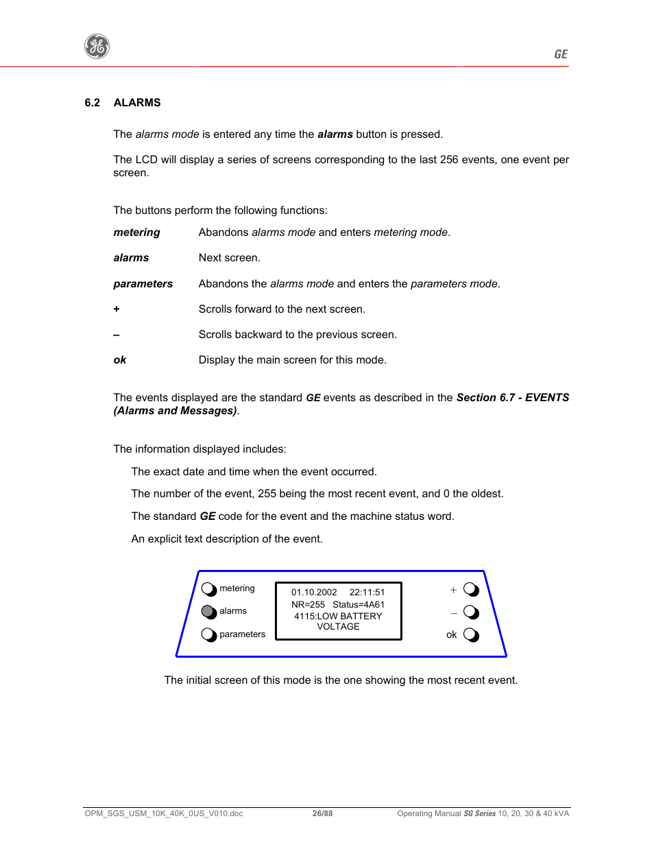 GE SG SERIES 20 User Manual | Page 26 / 88