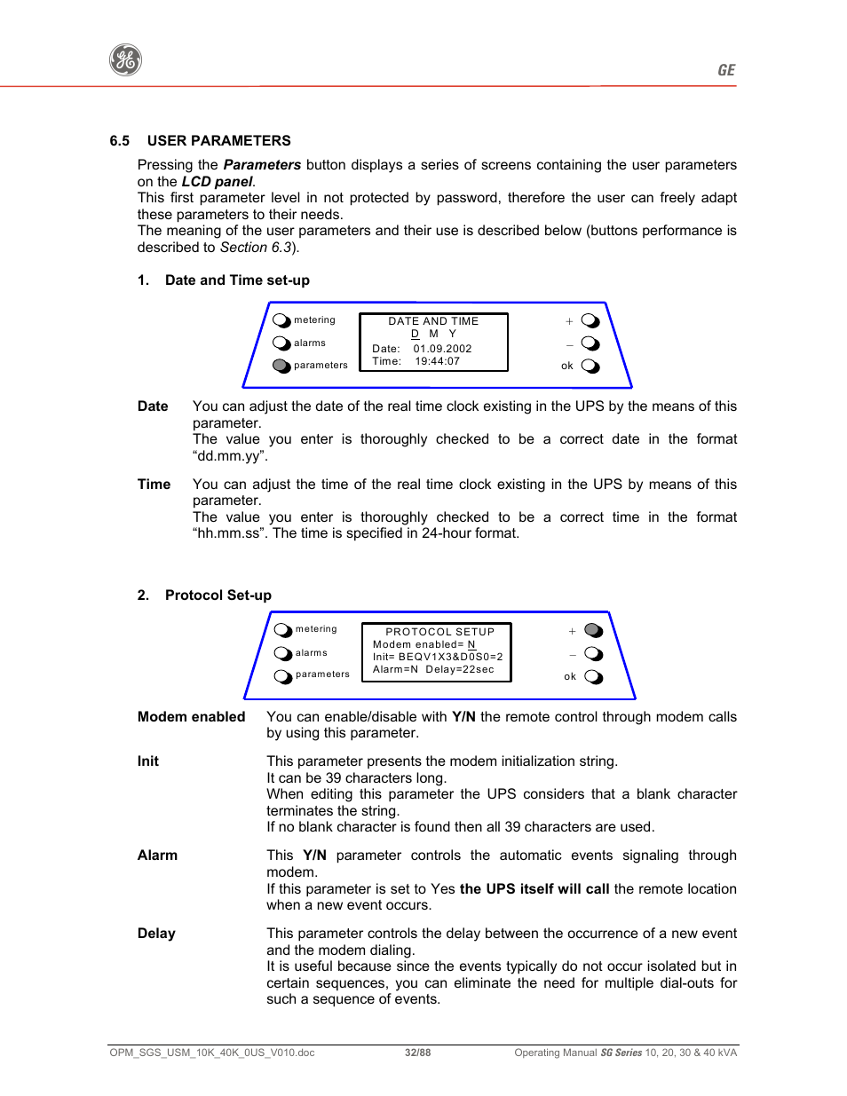 GE SG SERIES 20 User Manual | Page 32 / 88