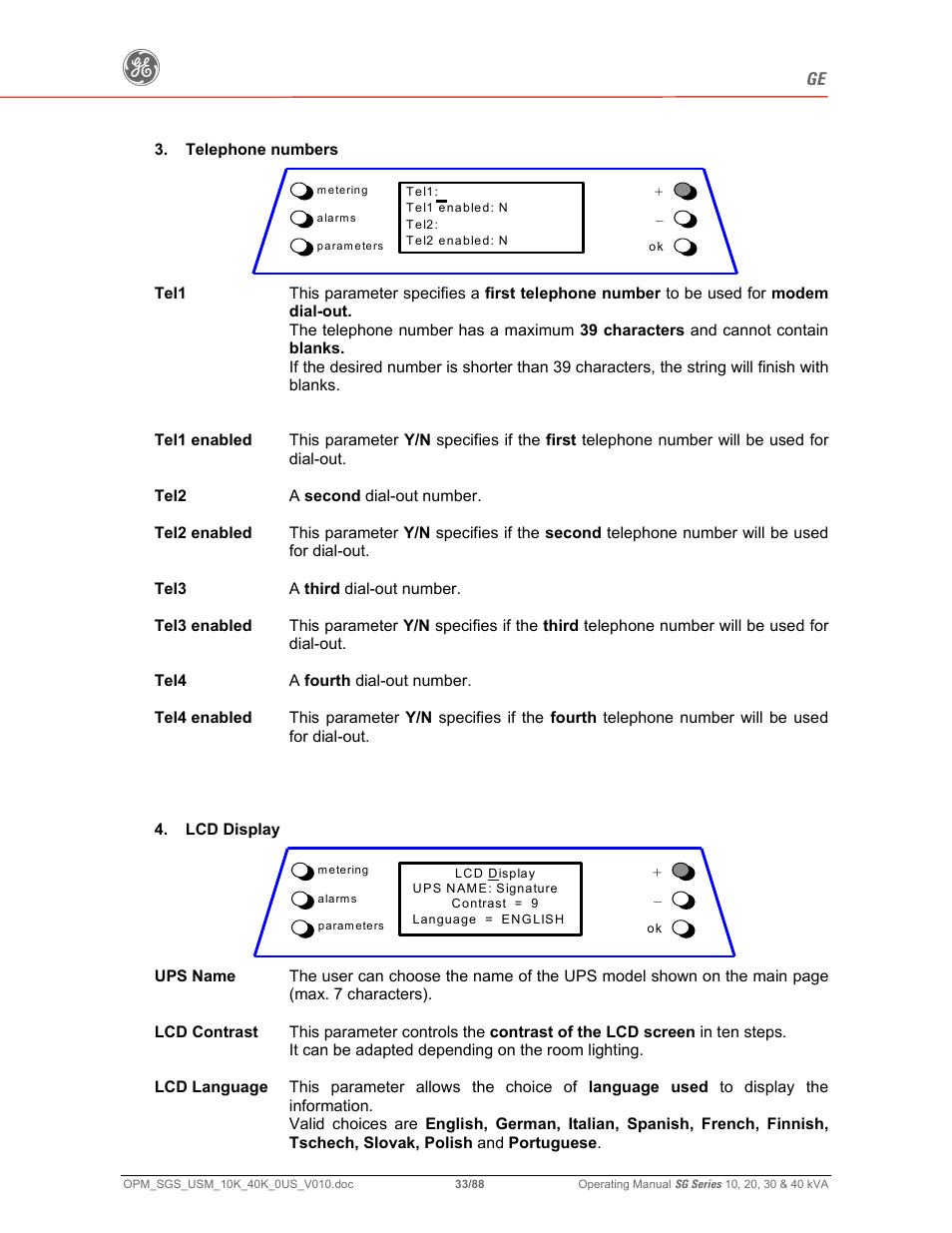 GE SG SERIES 20 User Manual | Page 33 / 88