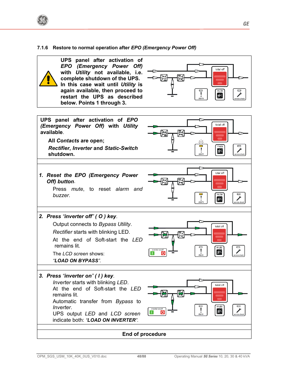 GE SG SERIES 20 User Manual | Page 48 / 88