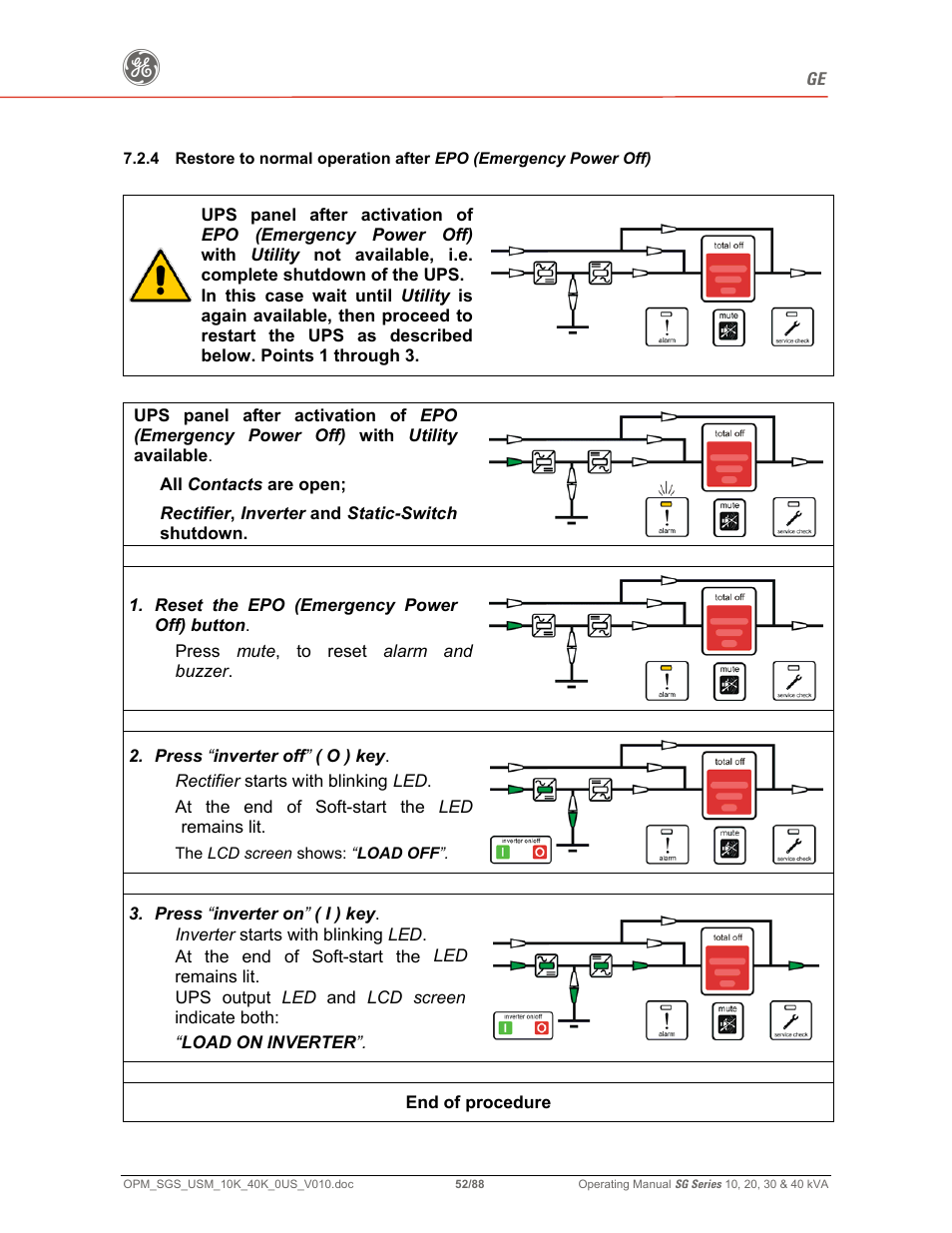 GE SG SERIES 20 User Manual | Page 52 / 88