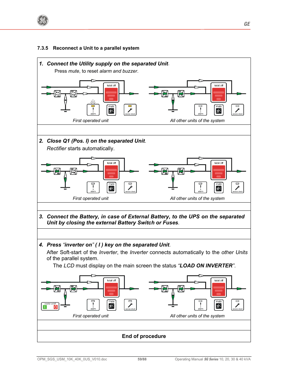 GE SG SERIES 20 User Manual | Page 59 / 88