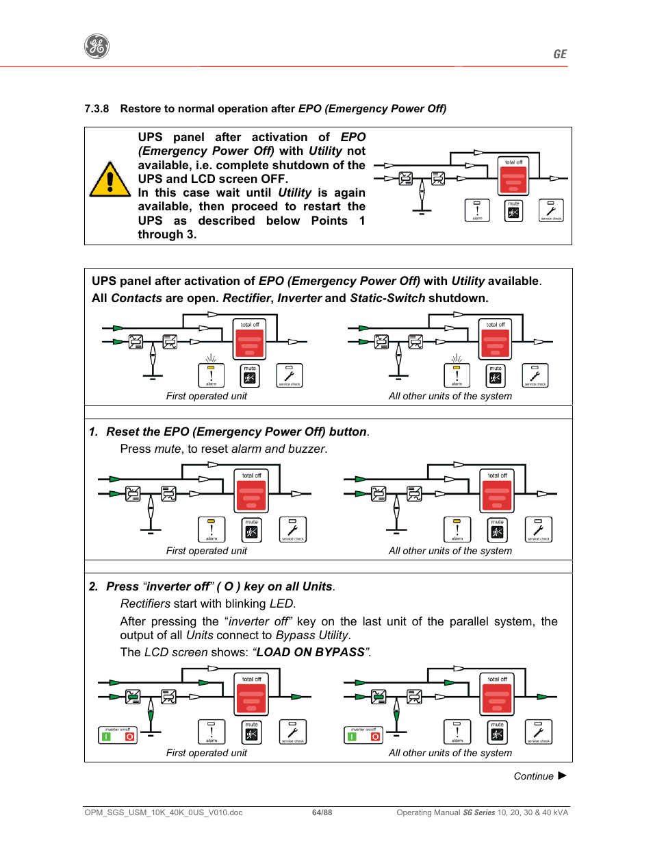 GE SG SERIES 20 User Manual | Page 64 / 88