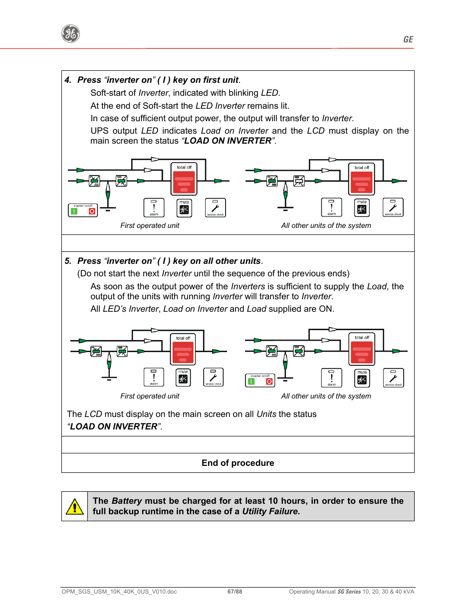 GE SG SERIES 20 User Manual | Page 67 / 88