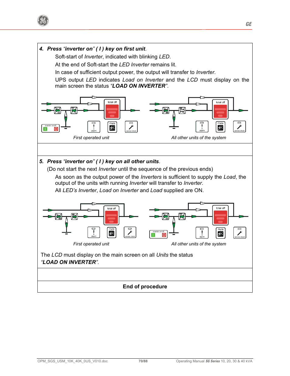 GE SG SERIES 20 User Manual | Page 70 / 88