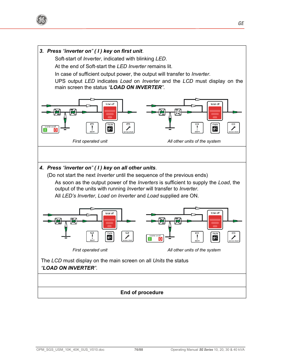 GE SG SERIES 20 User Manual | Page 76 / 88