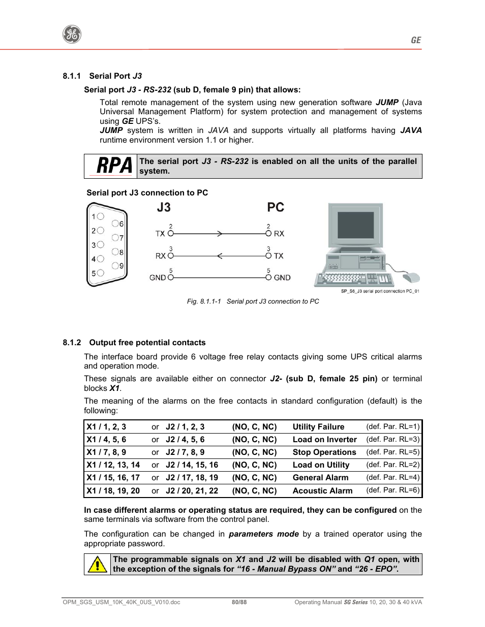 GE SG SERIES 20 User Manual | Page 80 / 88