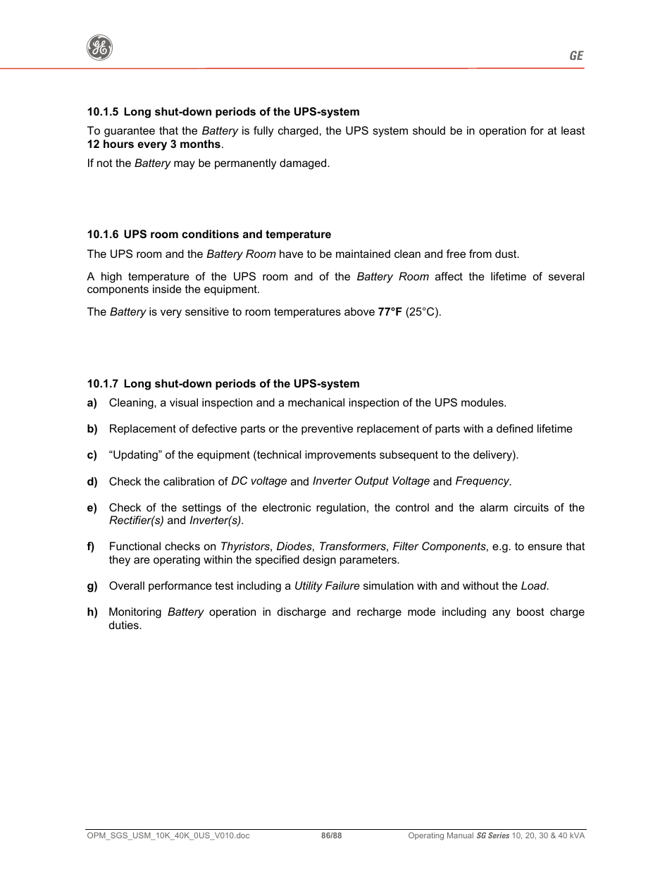 GE SG SERIES 20 User Manual | Page 86 / 88