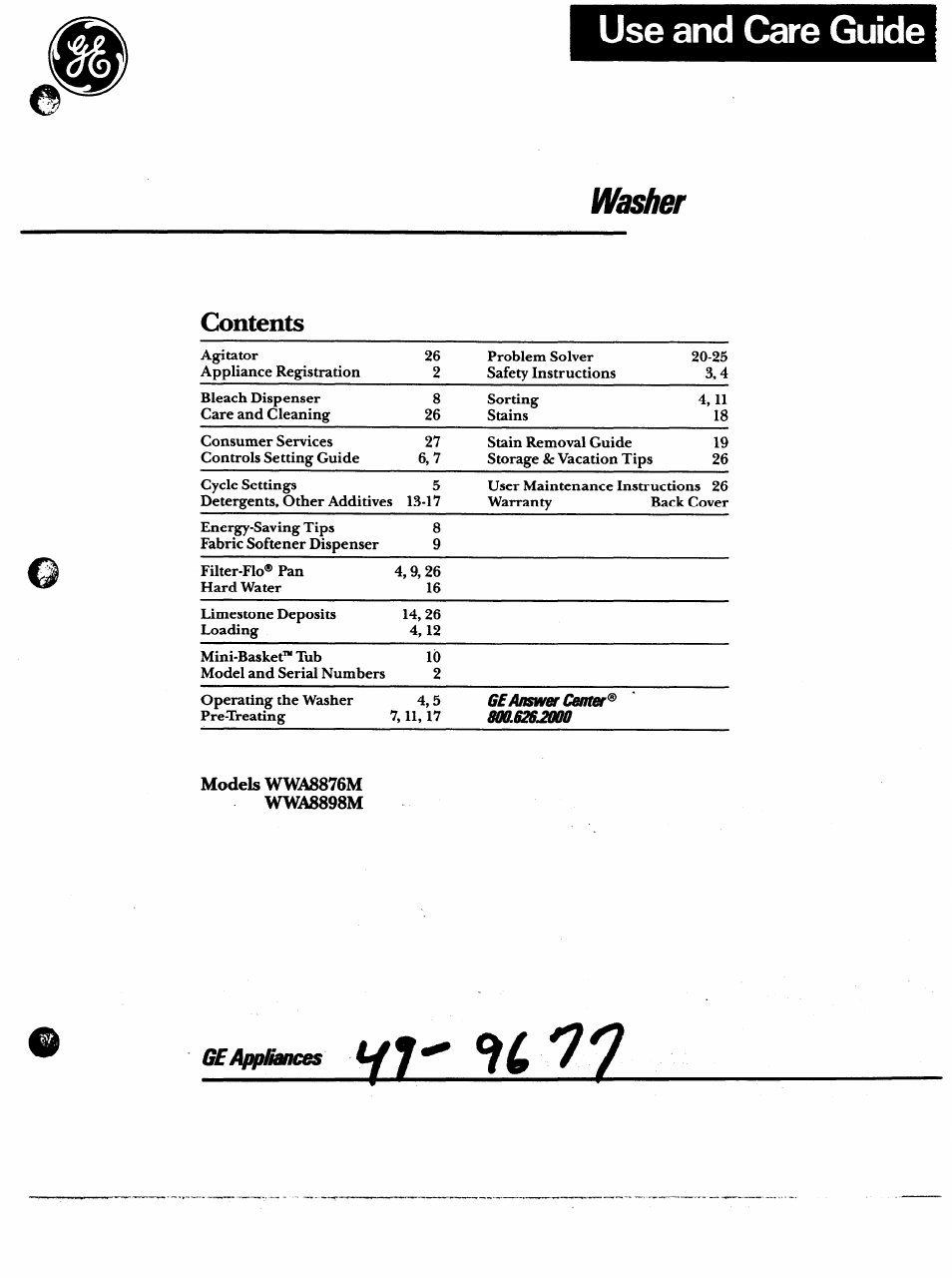 GE VVVVA8876M User Manual | 28 pages