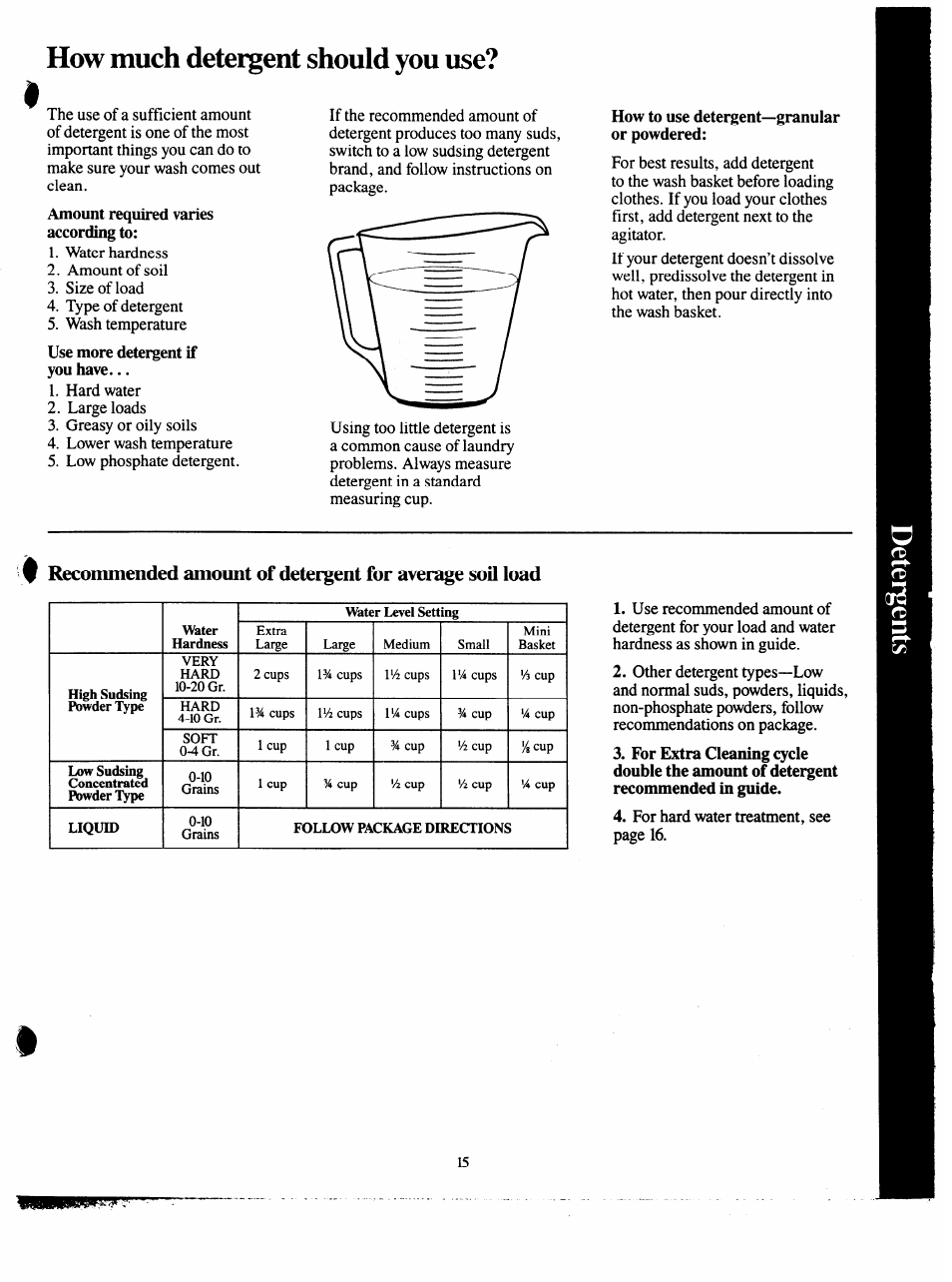 Recuiiuiieiided, Soil load, Soft | GE VVVVA8876M User Manual | Page 15 / 28