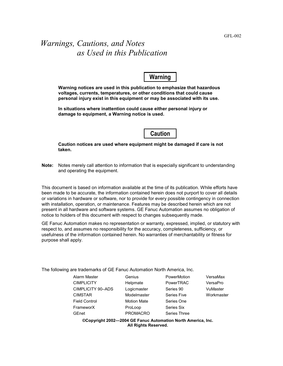 Warning, Caution | GE GFK-2193A User Manual | Page 2 / 30