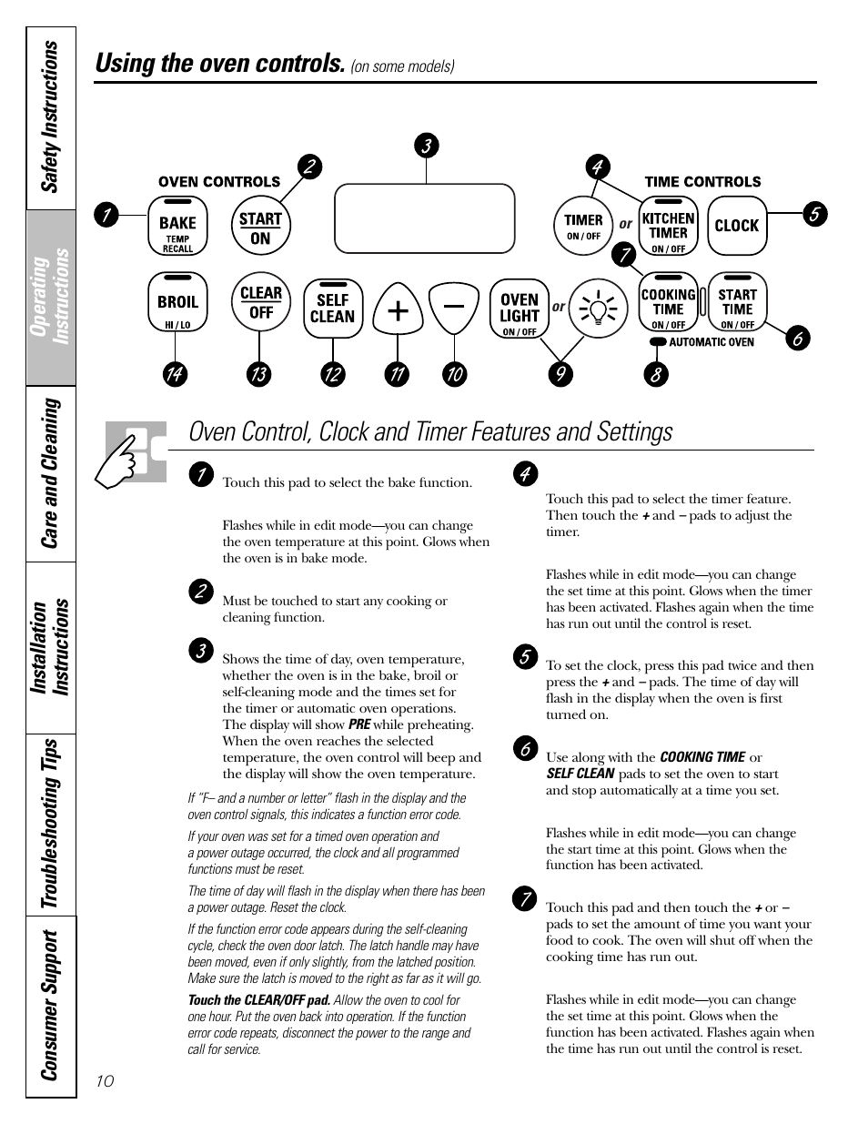 Oven controls, Oven controls , 11, Using the oven controls | GE Electric Coil & Radiant JBP22 User Manual | Page 10 / 52