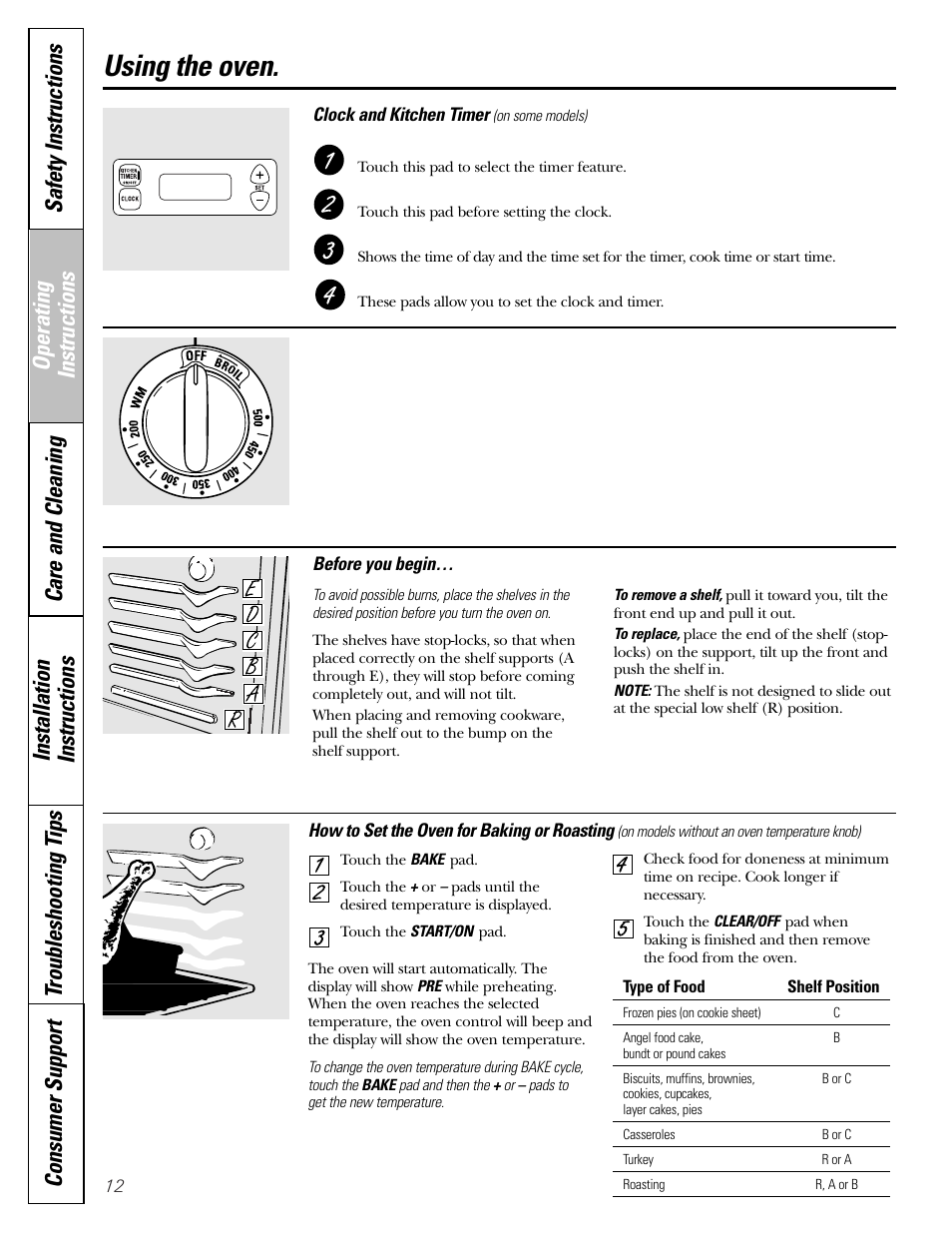 Oven, Oven –14, Using the oven | GE Electric Coil & Radiant JBP22 User Manual | Page 12 / 52