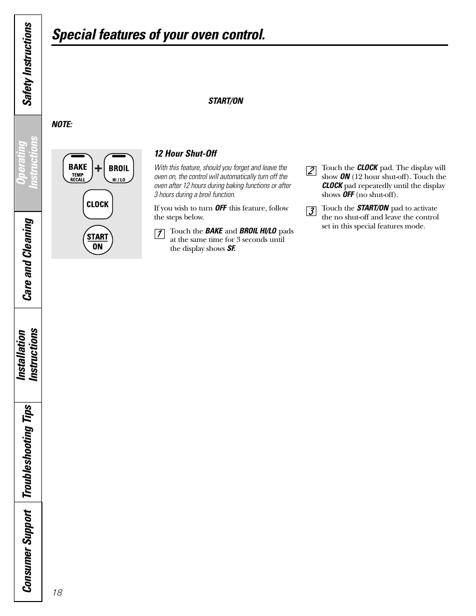 Special features, Special features of your oven control | GE Electric Coil & Radiant JBP22 User Manual | Page 18 / 52