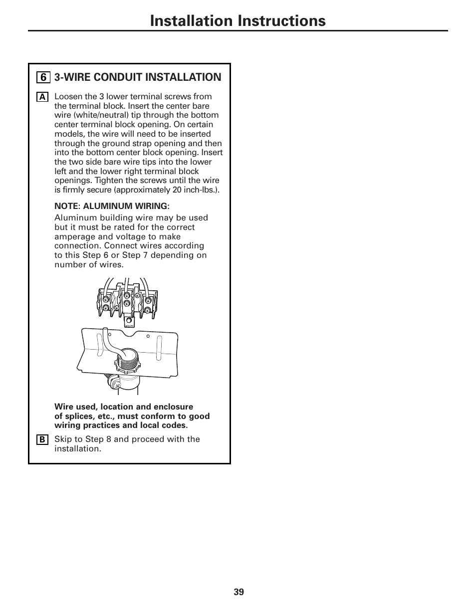 Installation instructions | GE Electric Coil & Radiant JBP22 User Manual | Page 39 / 52
