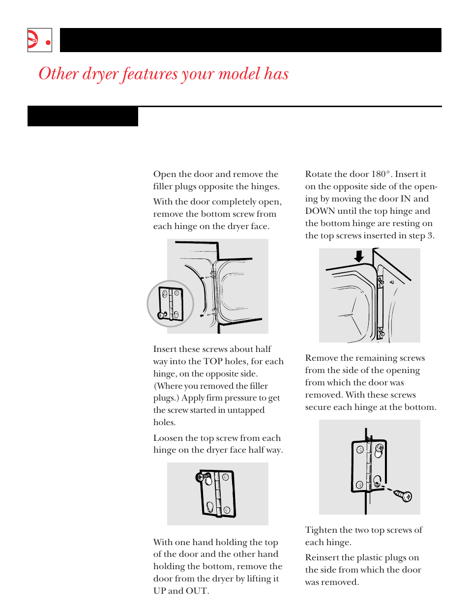 Other dryer features, Other dryer features your model has, Operating instructions | GE DCXR453 User Manual | Page 9 / 23