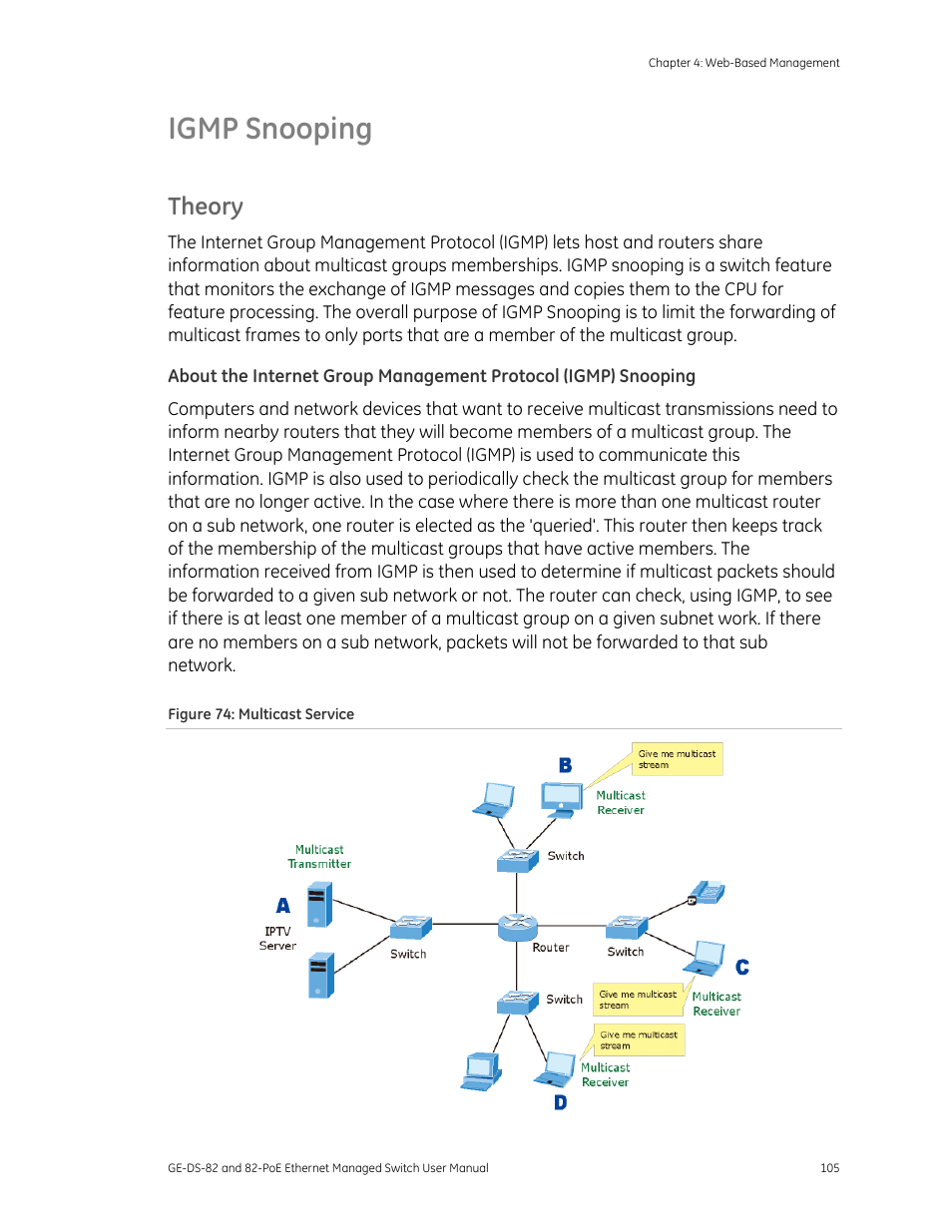 Igmp snooping, Theory | GE DS-82 User Manual | Page 109 / 226