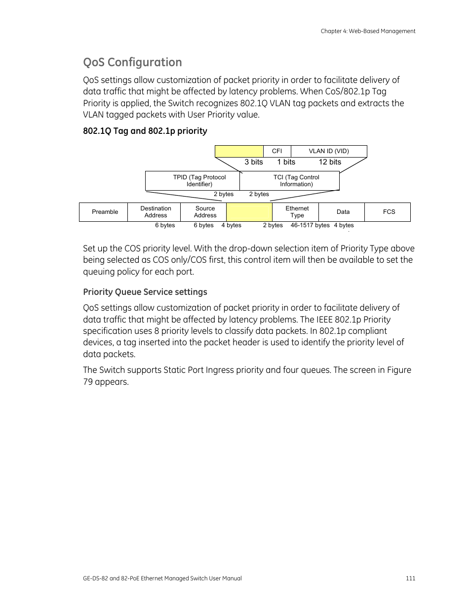 Qos configuration | GE DS-82 User Manual | Page 115 / 226