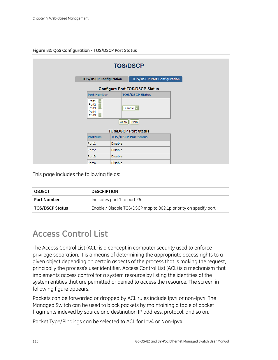 Access control list | GE DS-82 User Manual | Page 120 / 226