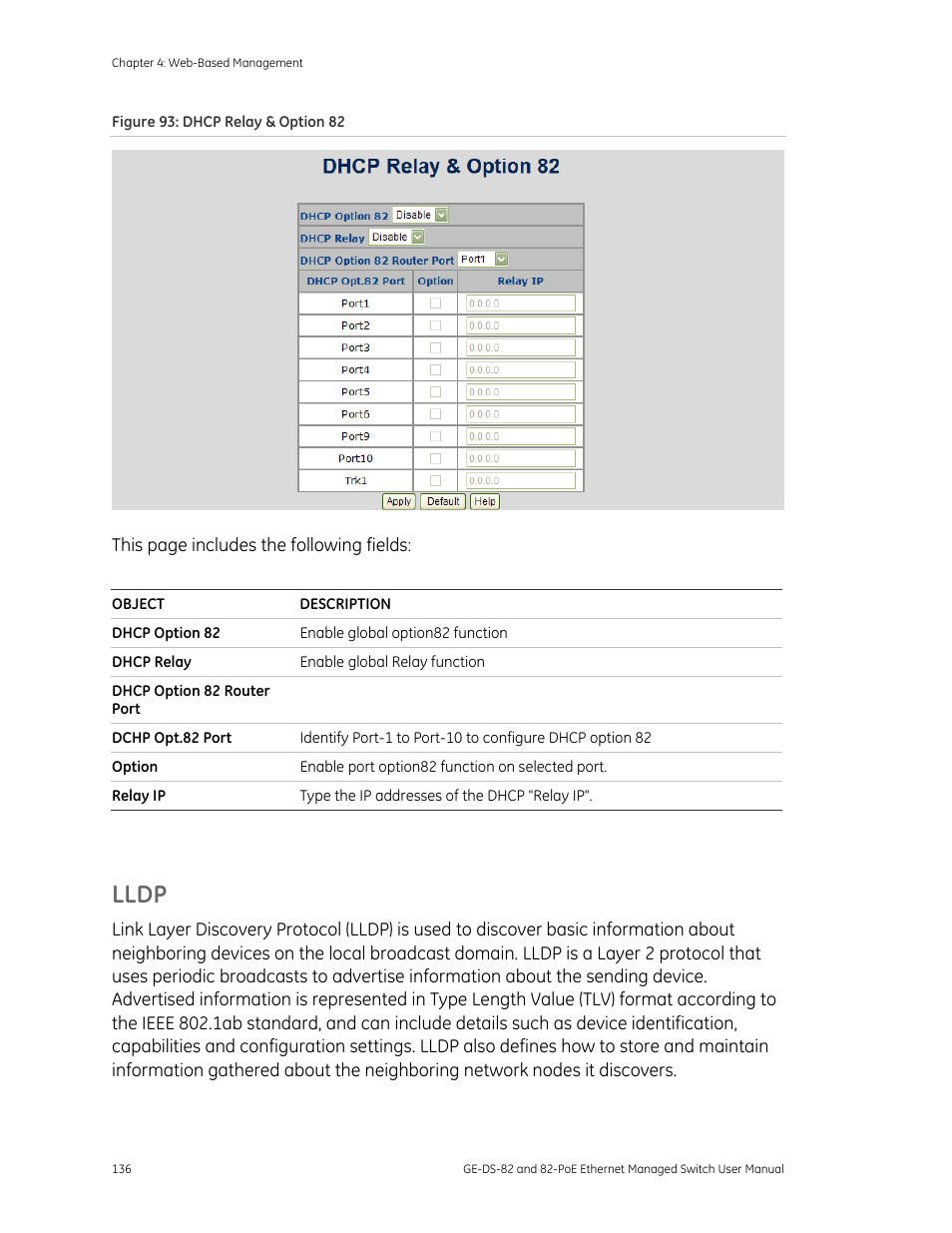 Lldp | GE DS-82 User Manual | Page 140 / 226