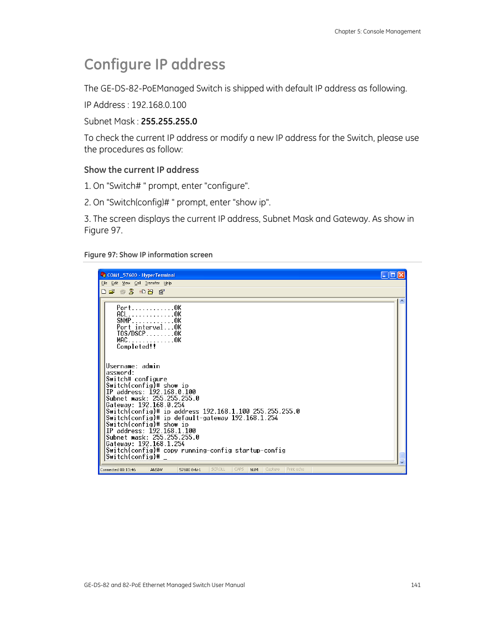 Configure ip address, Configure ip address 141 | GE DS-82 User Manual | Page 145 / 226