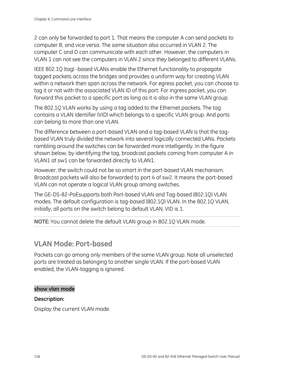 Vlan mode: port-based | GE DS-82 User Manual | Page 160 / 226