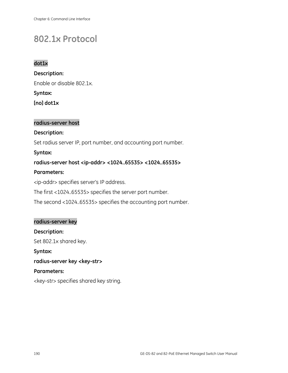 1x protocol, 1x protocol 190 | GE DS-82 User Manual | Page 194 / 226