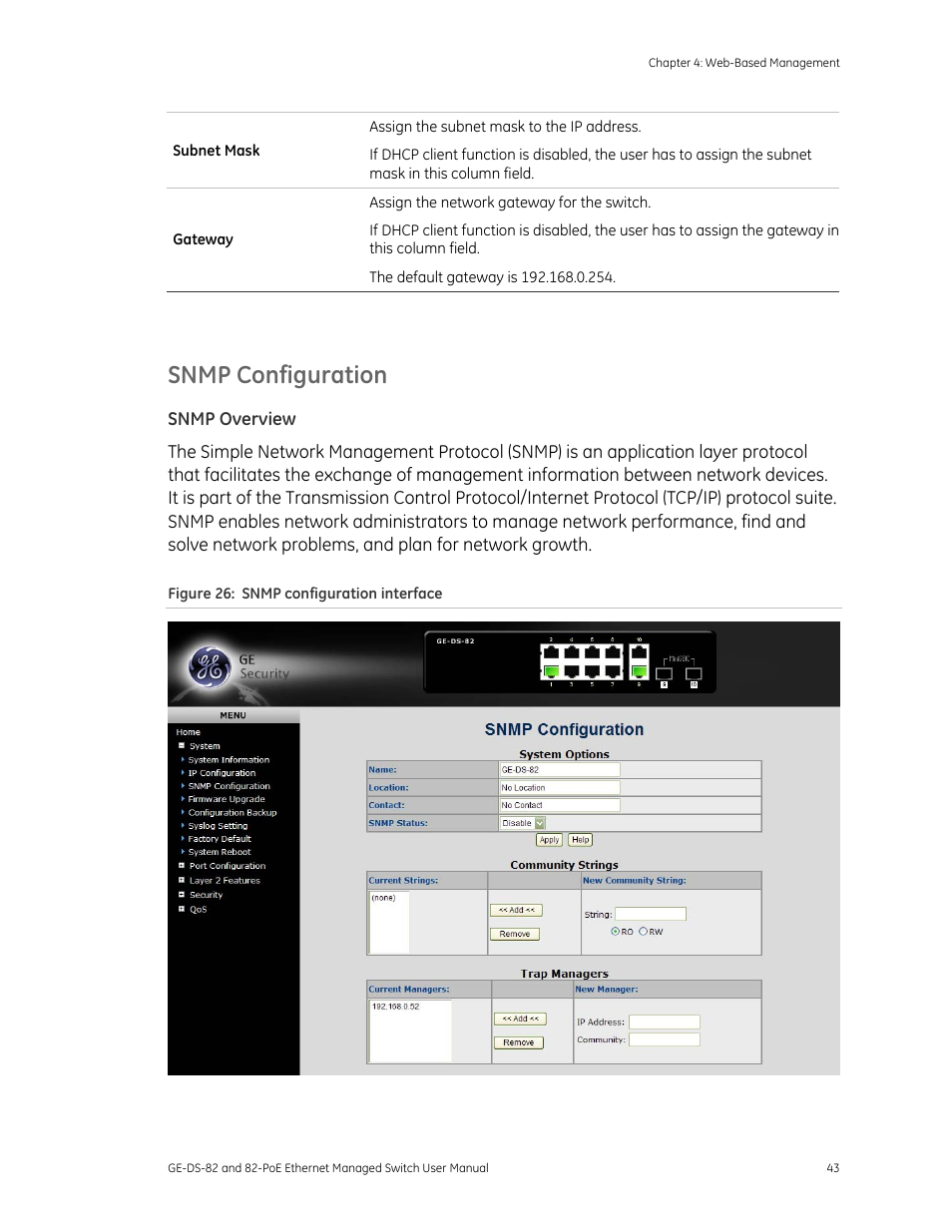 Snmp configuration | GE DS-82 User Manual | Page 47 / 226