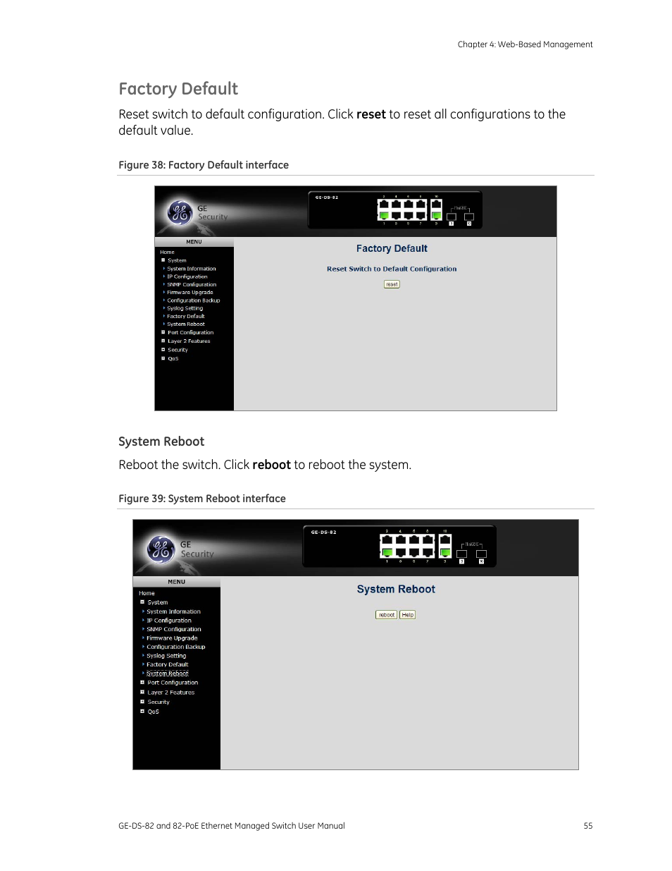 Factory default | GE DS-82 User Manual | Page 59 / 226