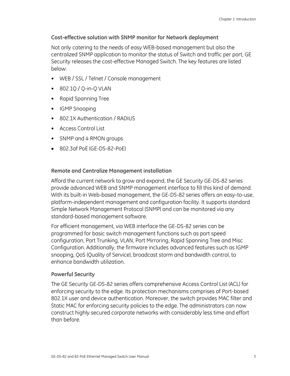 Remote and centralize management installation, Powerful security | GE DS-82 User Manual | Page 7 / 226