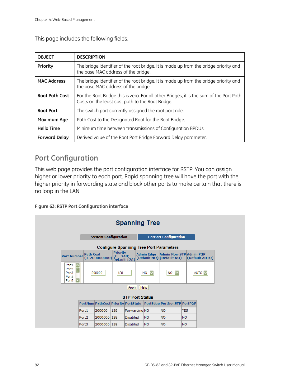 Port configuration | GE DS-82 User Manual | Page 96 / 226