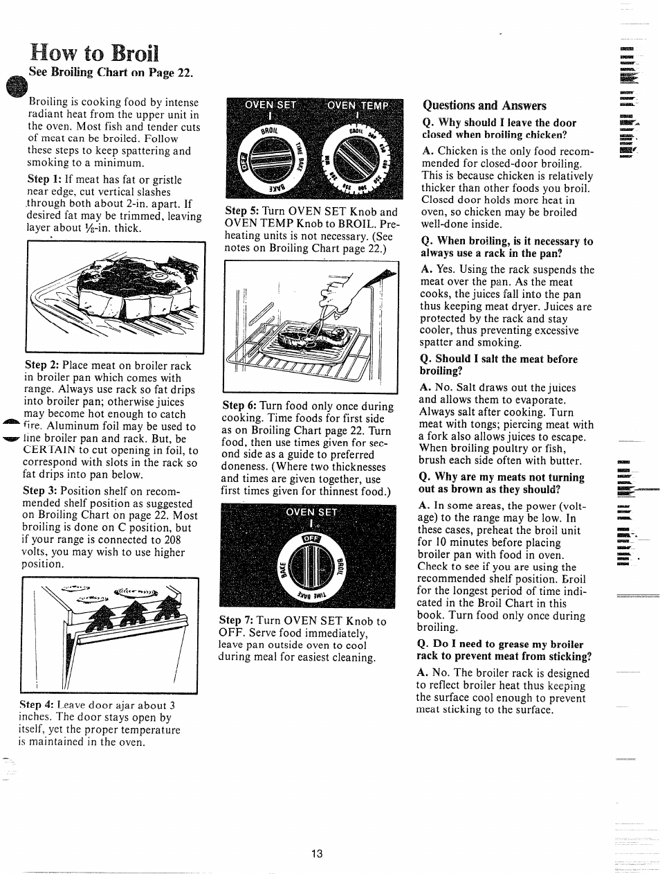 How to broil, Oven set | GE JHC56G User Manual | Page 13 / 27