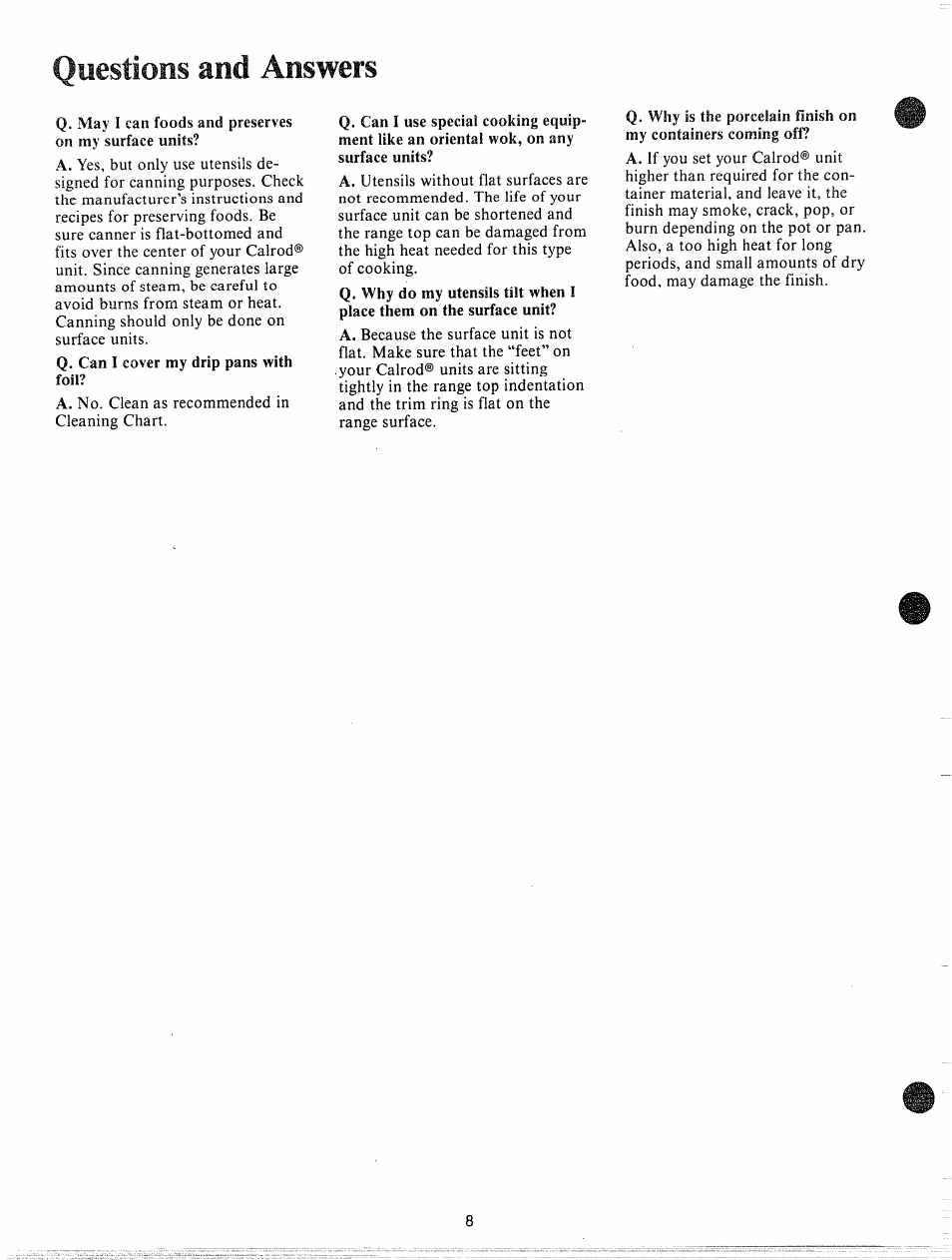 Questions and answers | GE JHC56G User Manual | Page 8 / 27