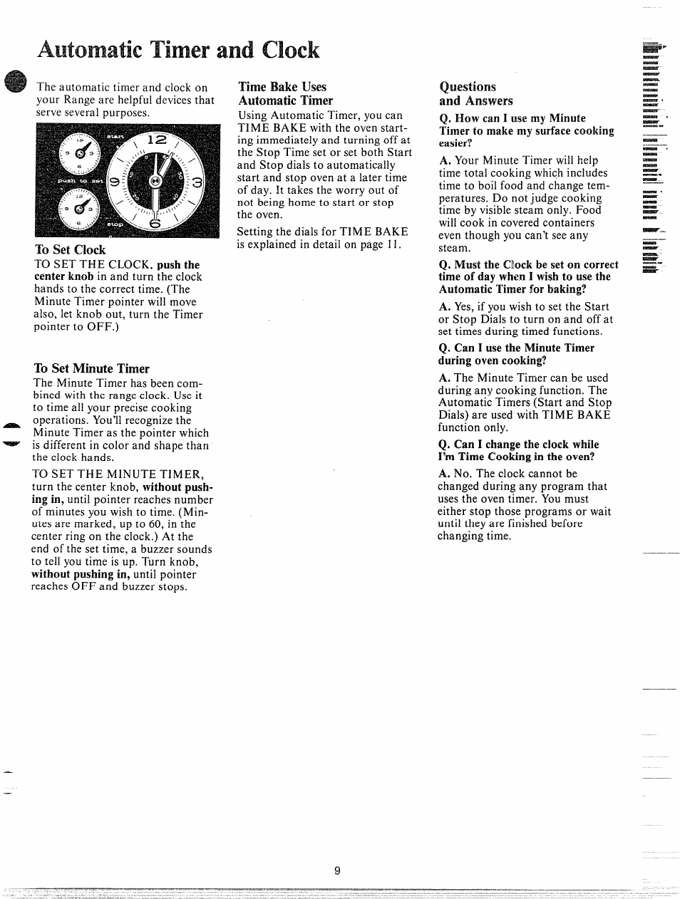 Automatic timer and clock, To set clock, To set minute timer | Uuz.z.ci | GE JHC56G User Manual | Page 9 / 27