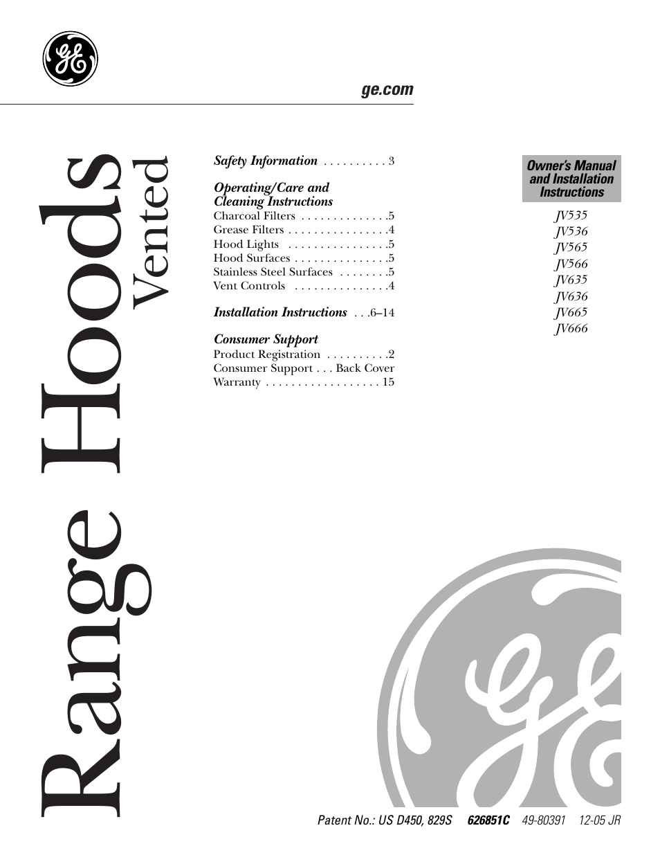 GE JV635 User Manual | 16 pages