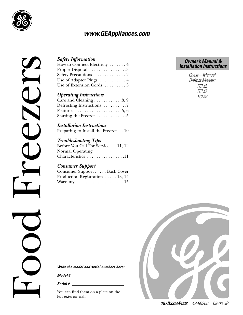 GE FCM5 User Manual | 16 pages