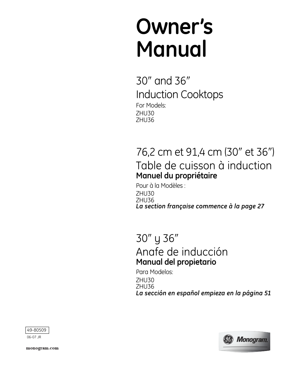 GE ZHU30 User Manual | 80 pages