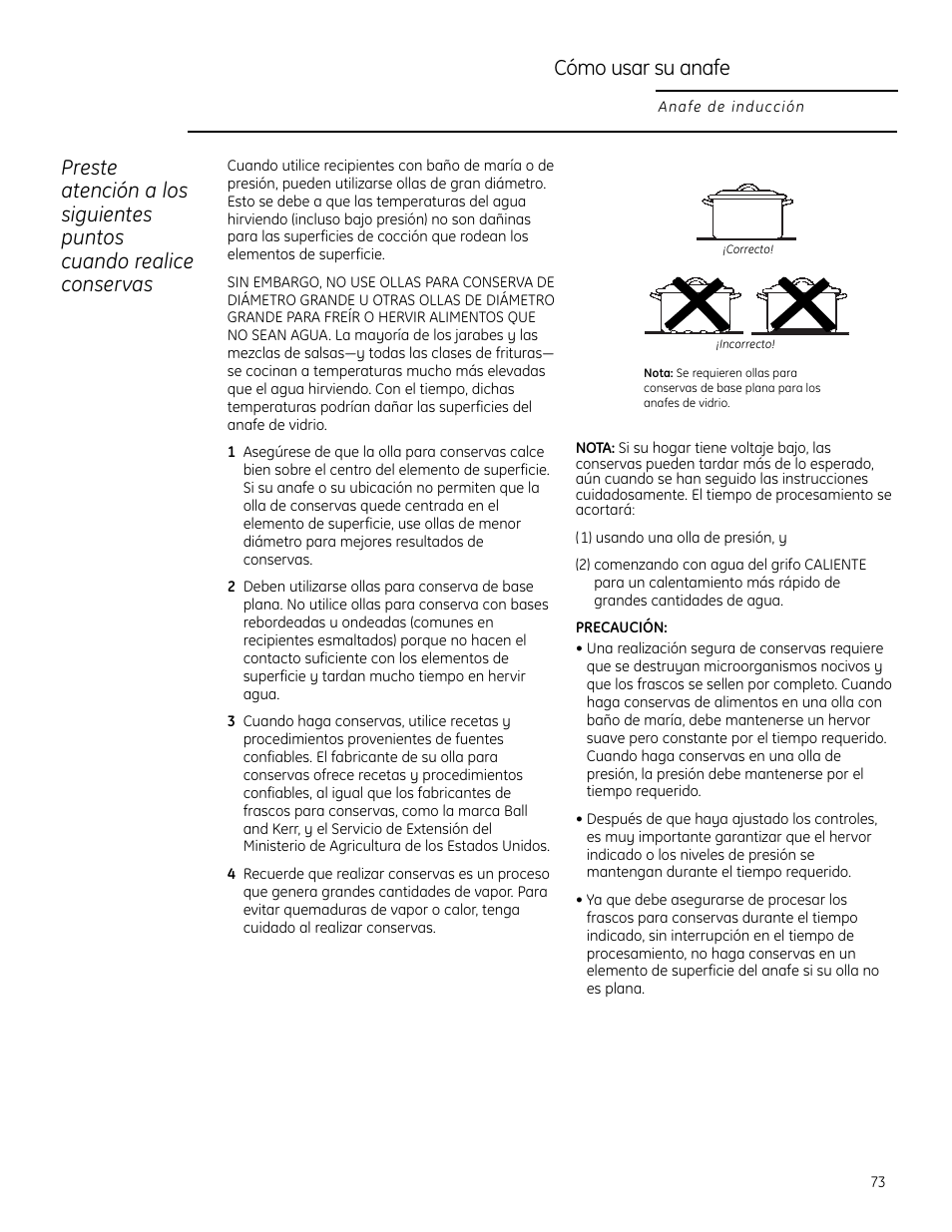 Cómo usar su anafe | GE ZHU30 User Manual | Page 73 / 80