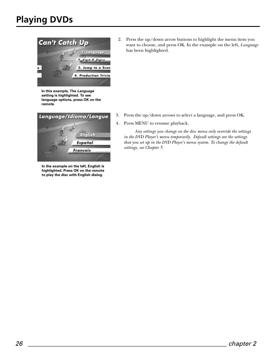 Playing dvds | GE GE1101P User Manual | Page 28 / 66