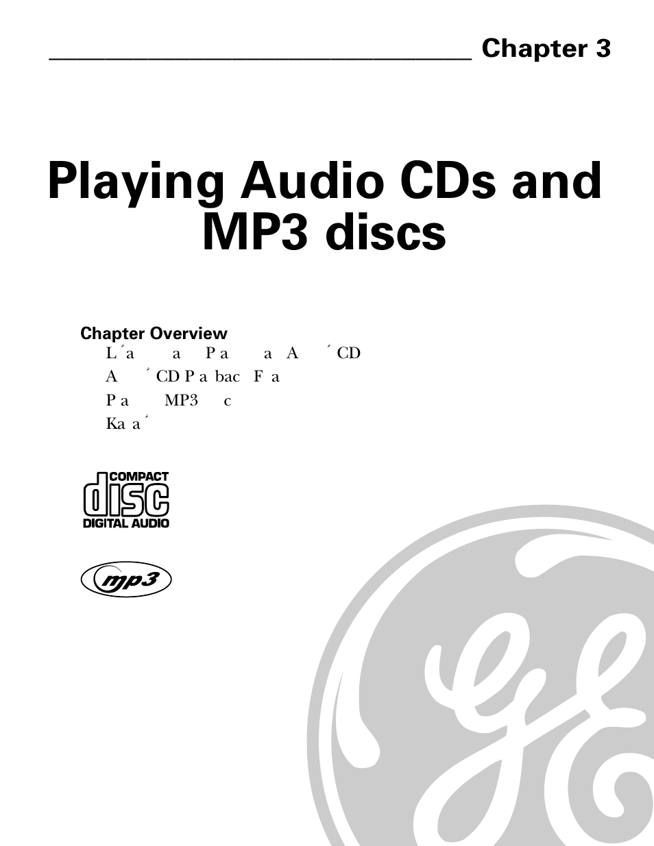 Playing audio cds and mp3 discs | GE GE1101P User Manual | Page 35 / 66