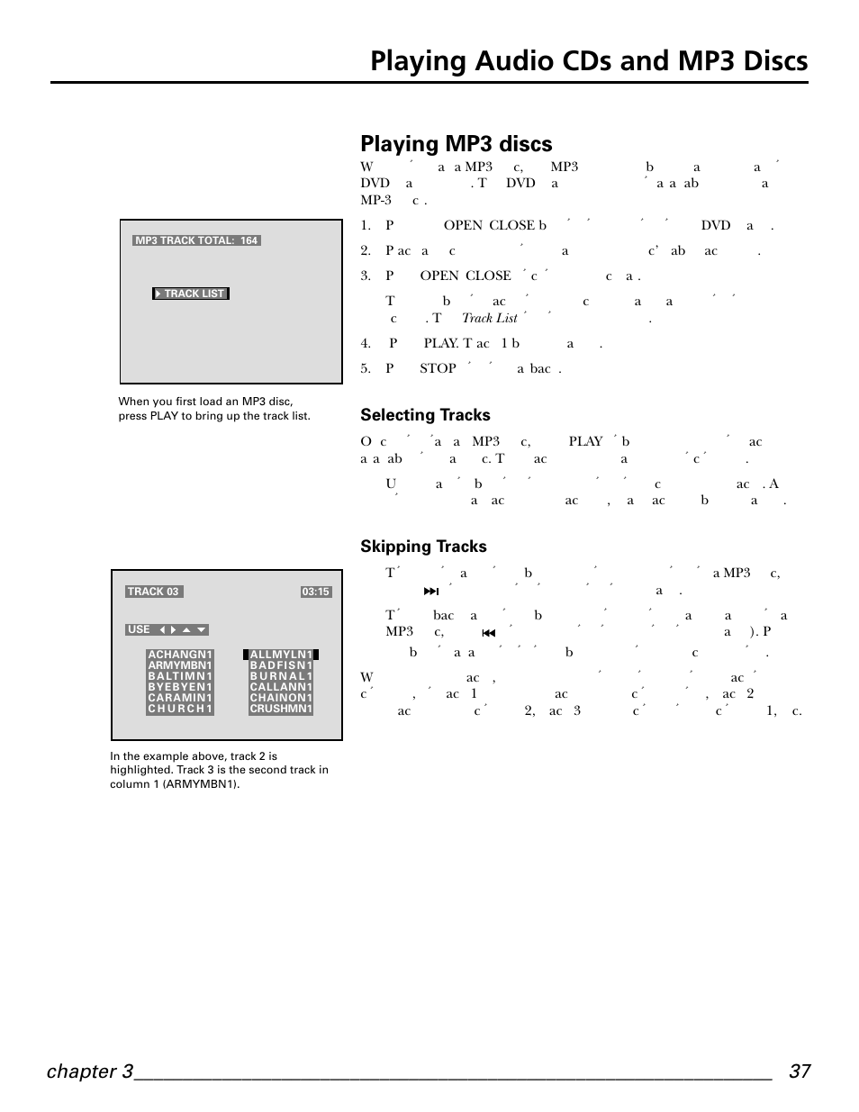 Playing audio cds and mp3 discs, Playing mp3 discs, Chapter 3 | GE GE1101P User Manual | Page 39 / 66