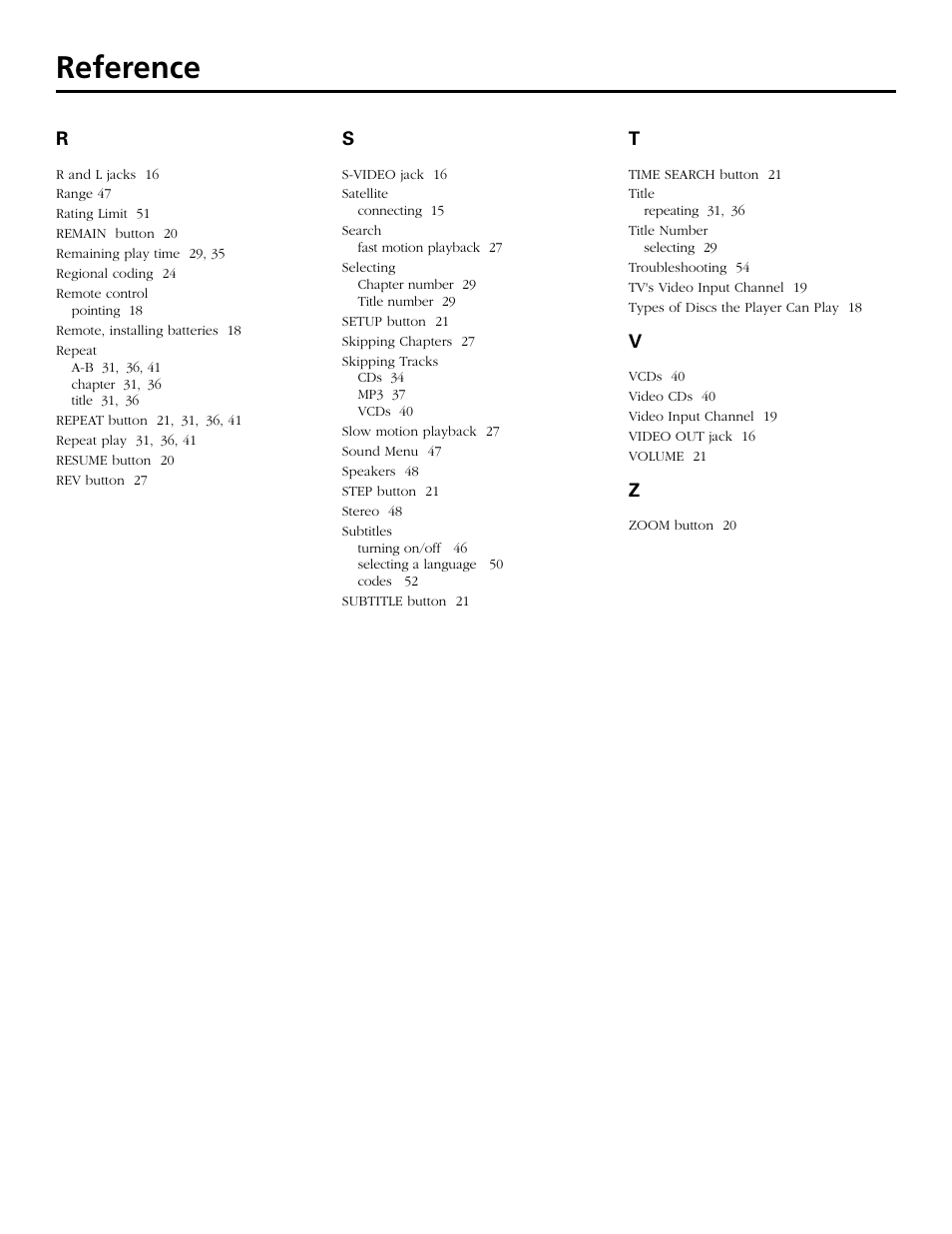 Reference | GE GE1101P User Manual | Page 64 / 66