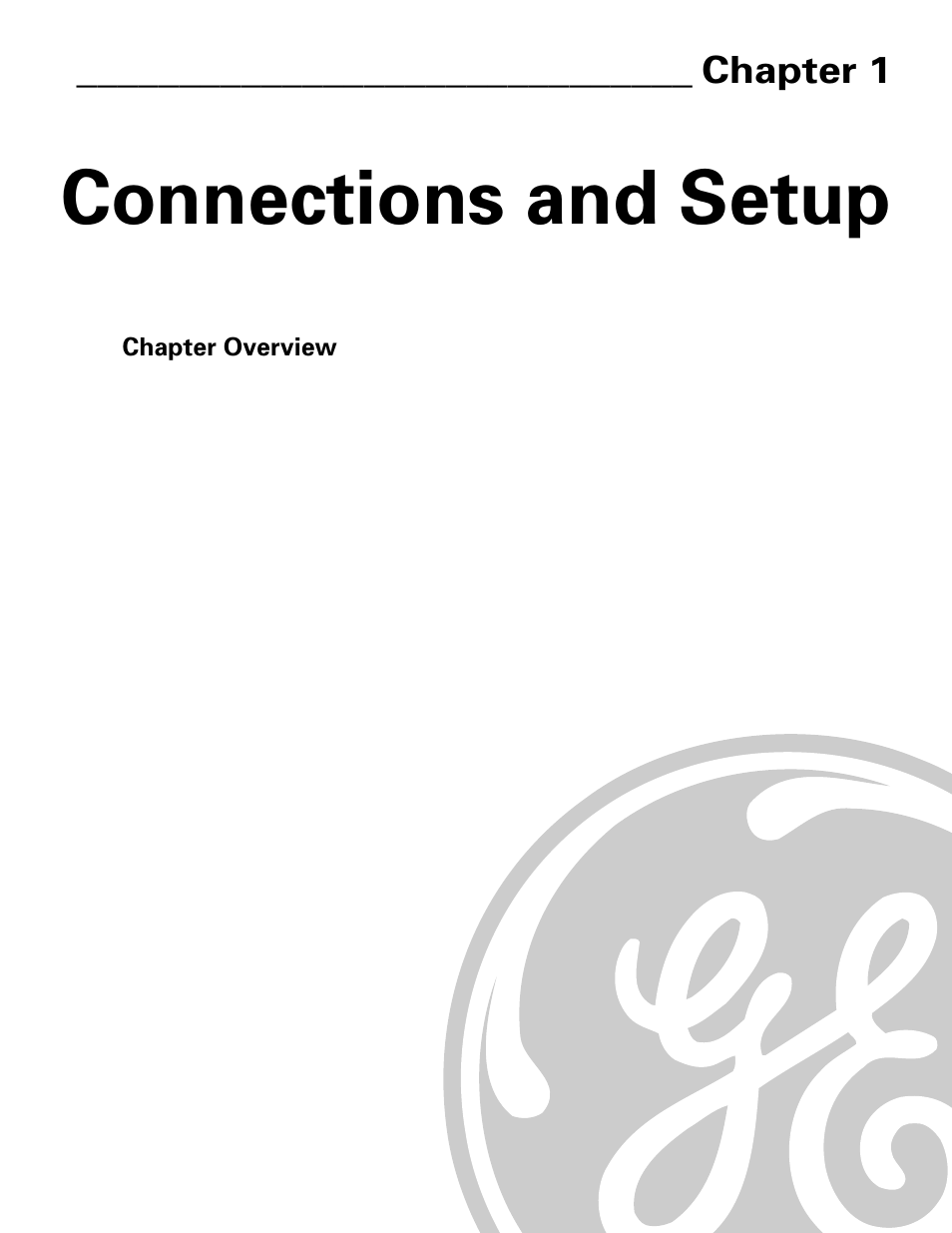 Connections and setup, Chapter 1 | GE GE1101P User Manual | Page 7 / 66