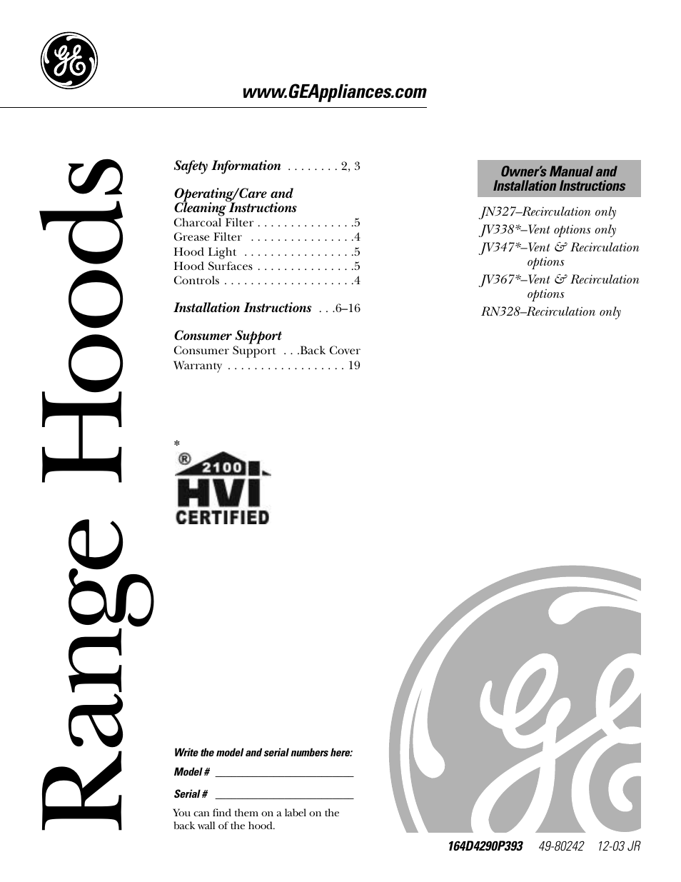 GE 164D4290P393 User Manual | 20 pages
