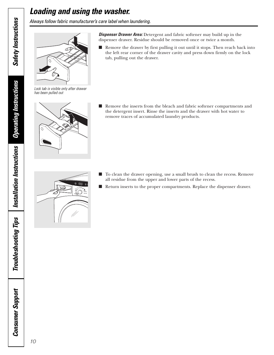 Loading and using the washer | GE GBVH6260 User Manual | Page 10 / 72