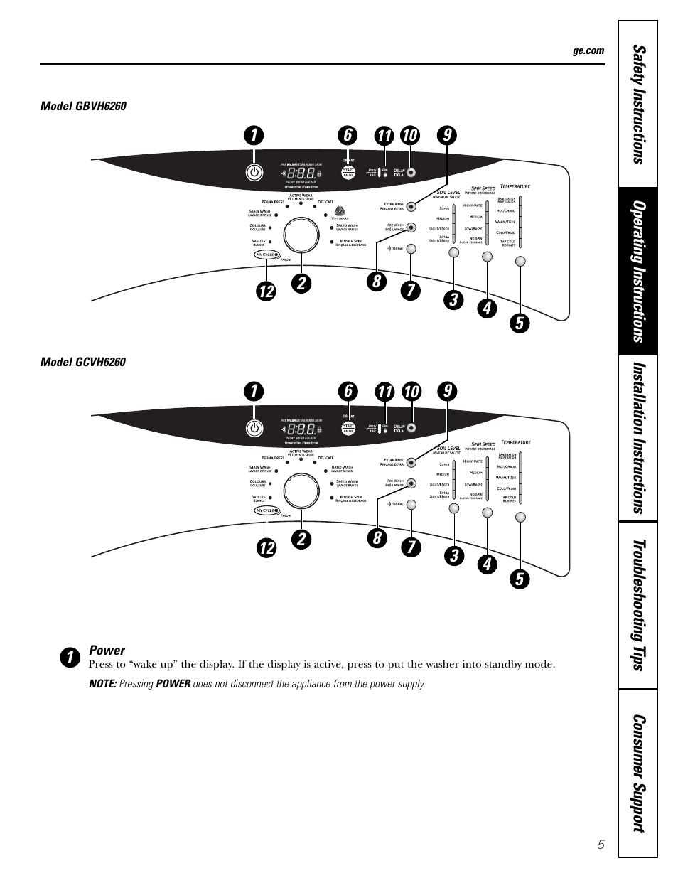 GE GBVH6260 User Manual | Page 5 / 72