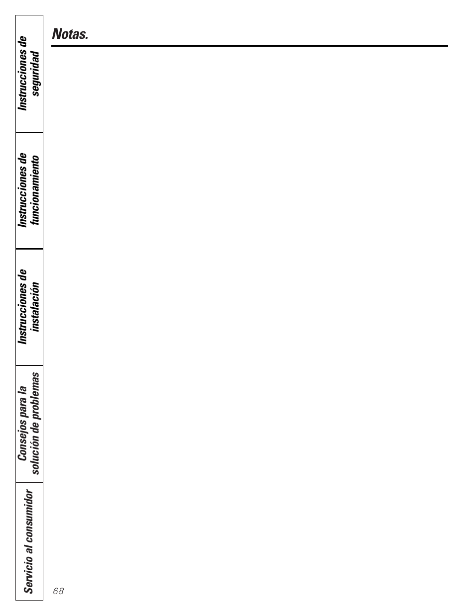 Notas | GE GBVH6260 User Manual | Page 68 / 72